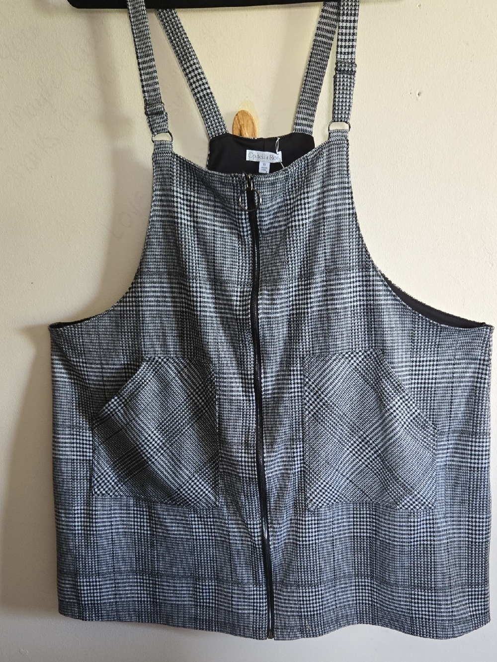 DR28 Ophelia Roe Zip Front Houndstooth Overall Jumper Pockets Adjustable Stretch